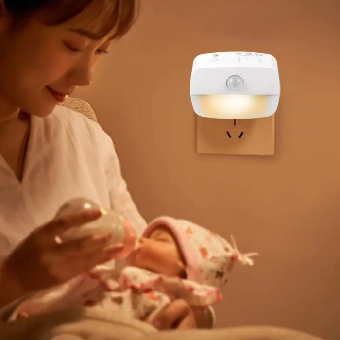 Glowrie Plug-In LED Night Light with Motion Sensor – Dimmable Wall Lamp for Bedroom, Bathroom, Hallway & Kids Room