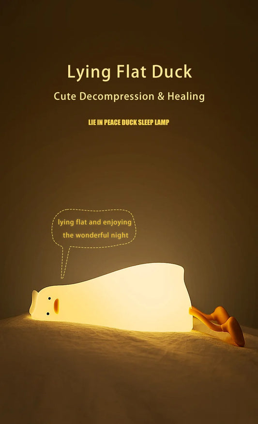 Glowrielight Duck Night Light product image showing soft silicone bedside lamp for kids & baby room decor