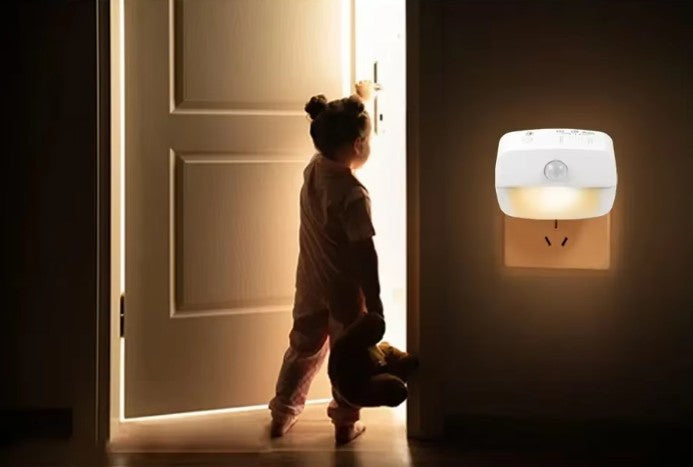 Glowrie Plug-In LED Night Light with Motion Sensor – Dimmable Wall Lamp for Bedroom, Bathroom, Hallway & Kids Room